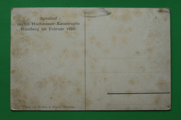AK Nürnberg / 5. Februar 1909 / Spitalhof / Buchbinderei Bäselsöder / Aufräumarbeiten / Hochwasser Katastrophe